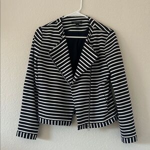 Ann Taylor Navy and White Striped Blazer